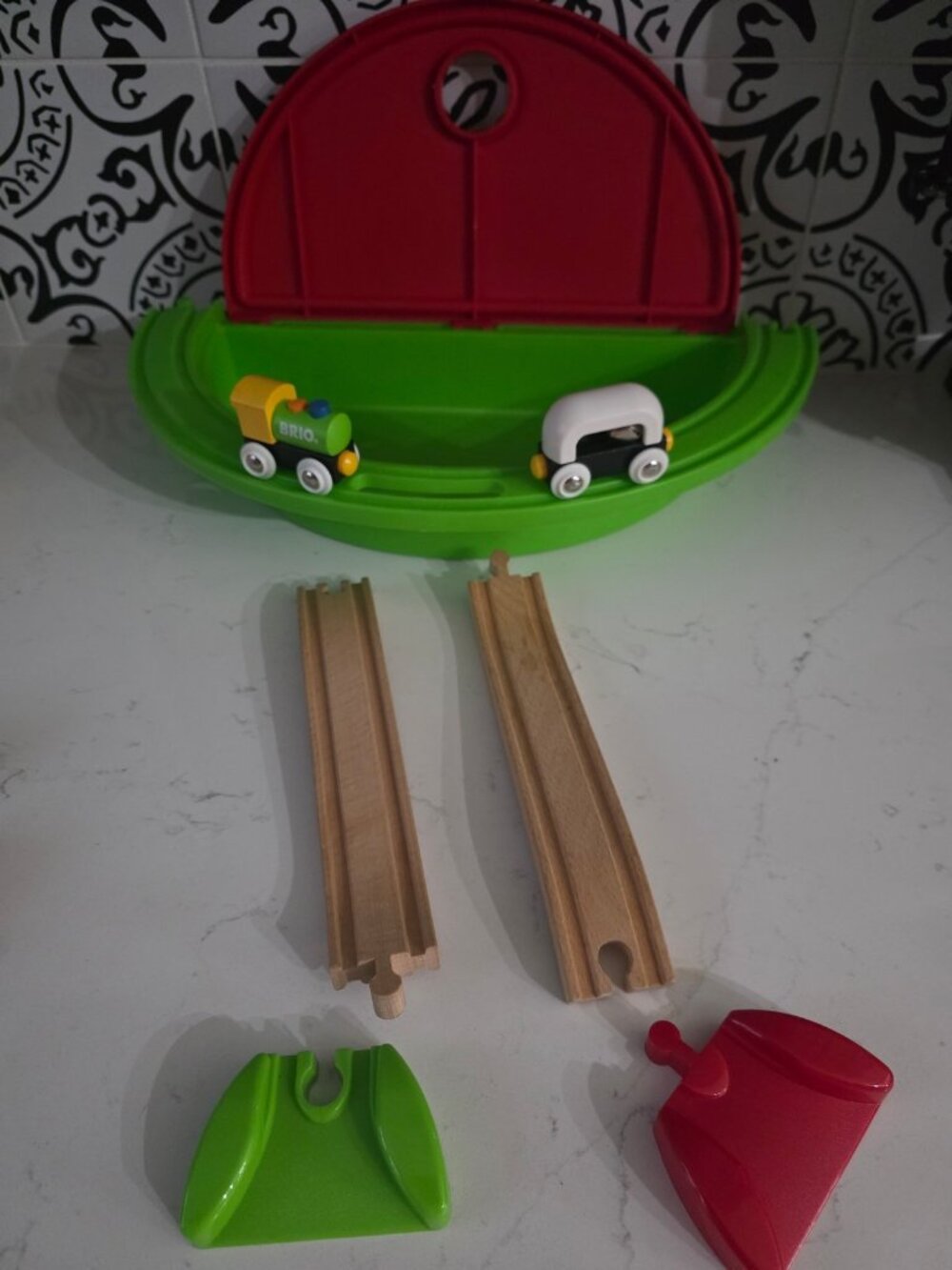 Brio My First Take Along Set 33711 7 pc Train Set with Case Wooden Track Railway